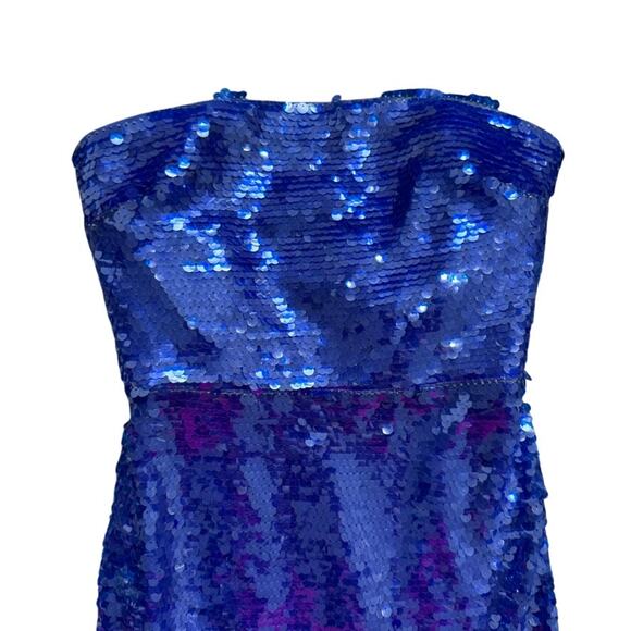 ML Monique Lhuillier Strapless Mira Sequins Dress in Blue, Size US 4 - Picture 5 of 8